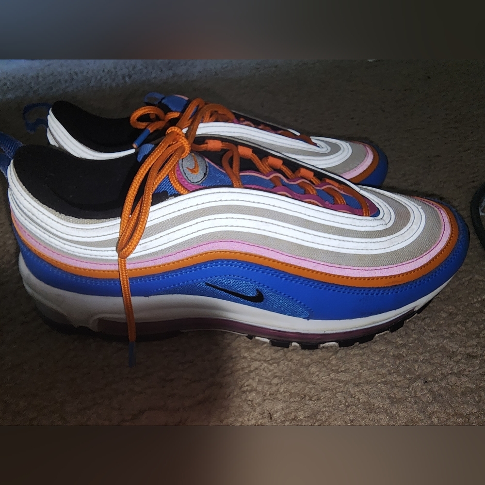 Mens Nike Air Max 97 Blue Pink Orange Size 11.5 Shoes